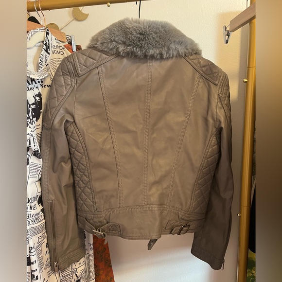 NWT Samantha Sipos 100% Genuine Leather Quilted Jacket - Grey - Picture 5 of 6